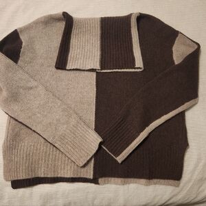 Womens Magaschoni 100% Cashmere Two-Tone Color Block Turtleneck Sweater